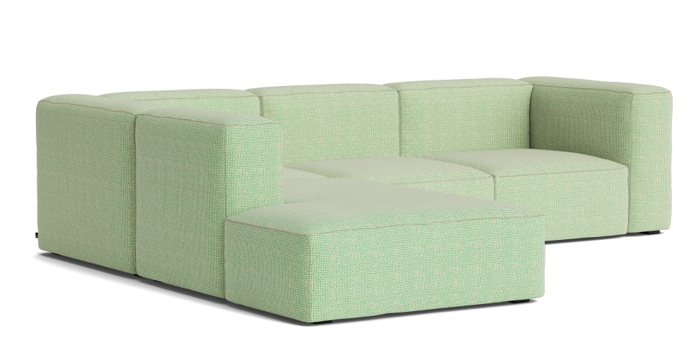 Mags Soft Sofa Corner Combination 2 Armlehne links Hay Stoff Tartaglia Grün/Weiß mit Beige Stich