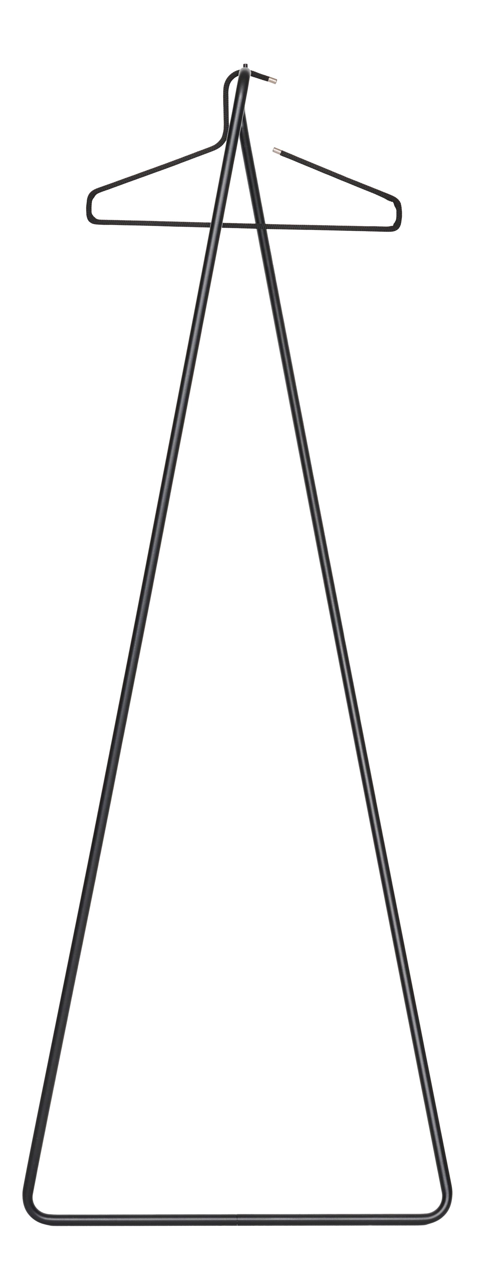 Schwarze Linnea Wandgarderobe von Schönbuch mit minimalistischem Design und Kleiderbügel für Jacken und Mäntel.