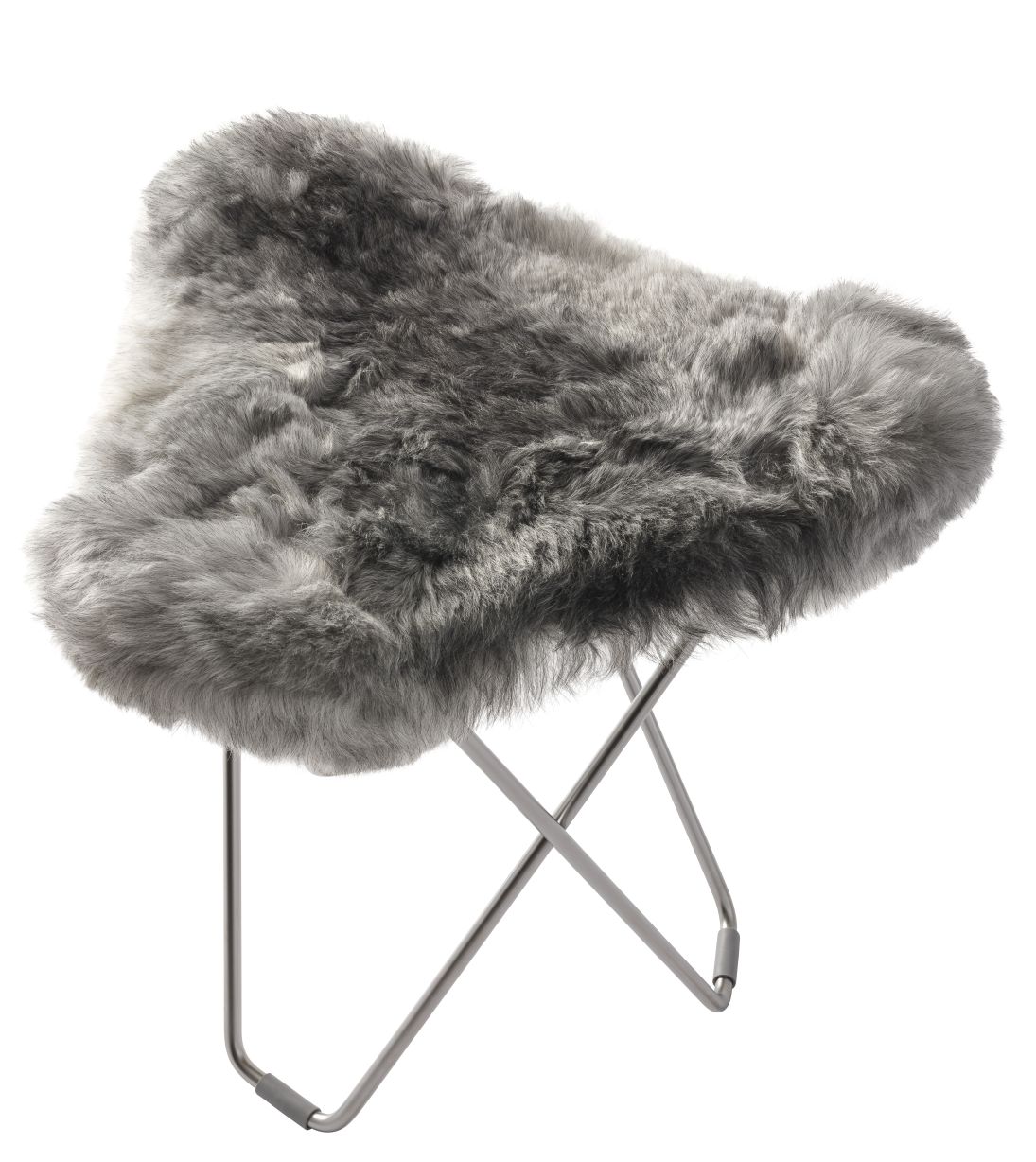 Iceland Flying Goose Schaffellhocker Cuero Chrom / Shorn grau