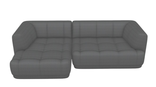 Graues Quilton Sofa von Hay, modulare Wohnlandschaft mit gesteppter Polsterung und bequemen Armlehnen.