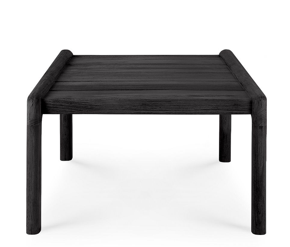 Ethnicraft Jack Beistelltisch: Quadratischer Outdoor-Tisch aus schwarz lackiertem Teakholz für Garten und Terrasse.
