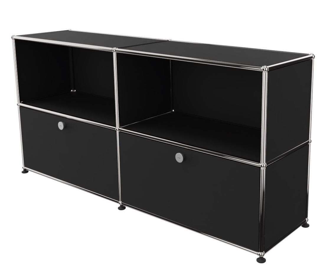 USM Haller Sideboard 2 Offen / 2 Klappen Graphitschwarz - FAST DELIVERY