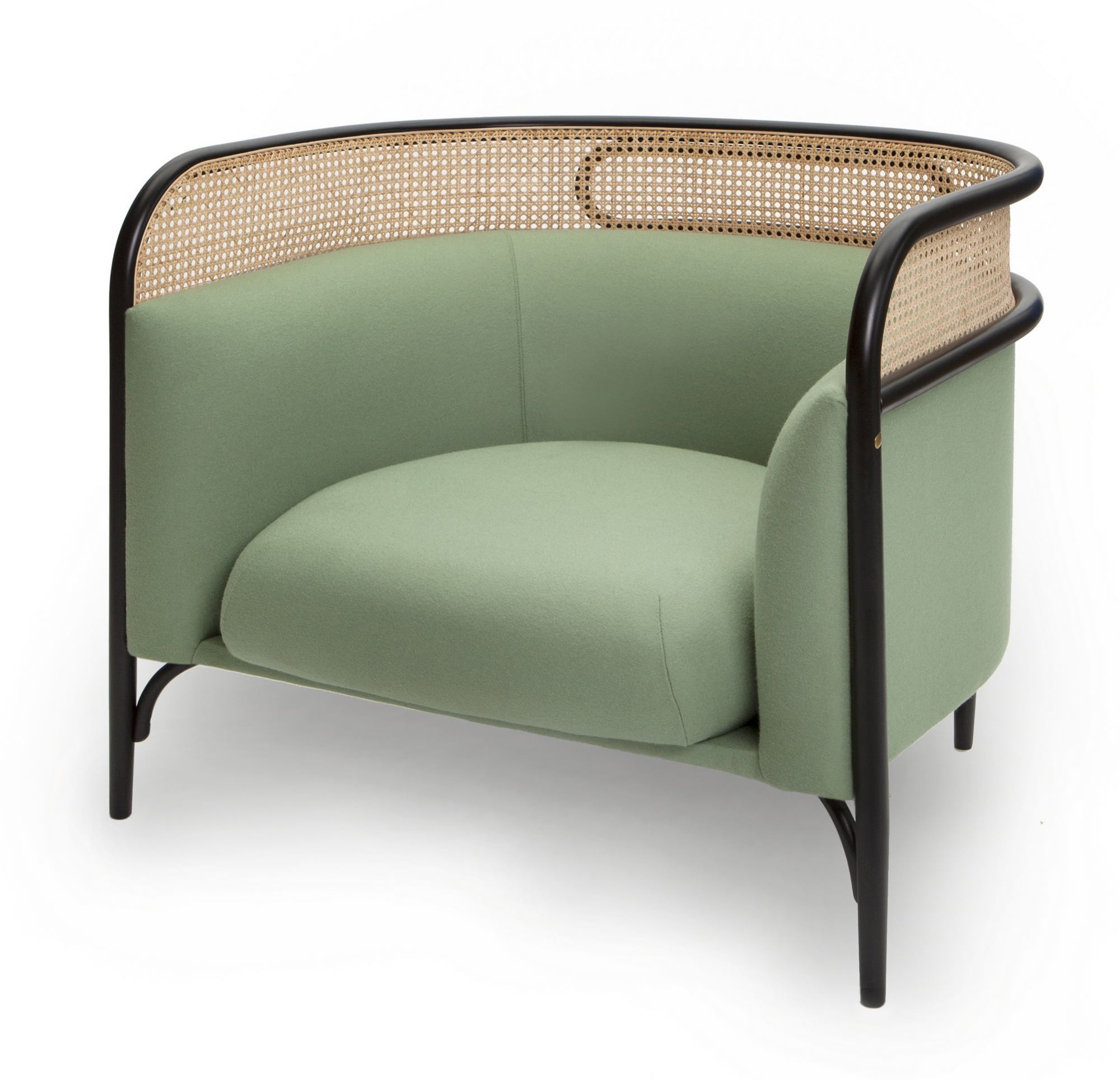 Targa Lounge Sessel von Wiener GTV Design in Grün mit Wiener Geflecht und schwarzem Rahmen.