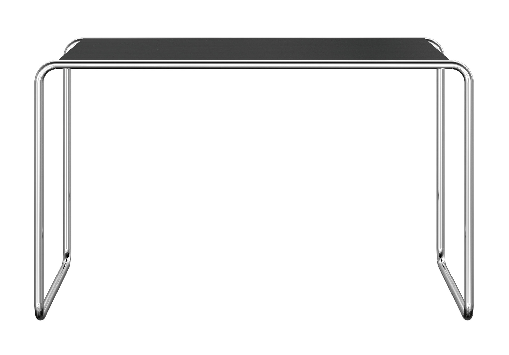 S 285/0 Thonet Schreibtisch mit schwarzer Tischplatte und verchromtem Stahlrohr Gestell. Designklassiker.