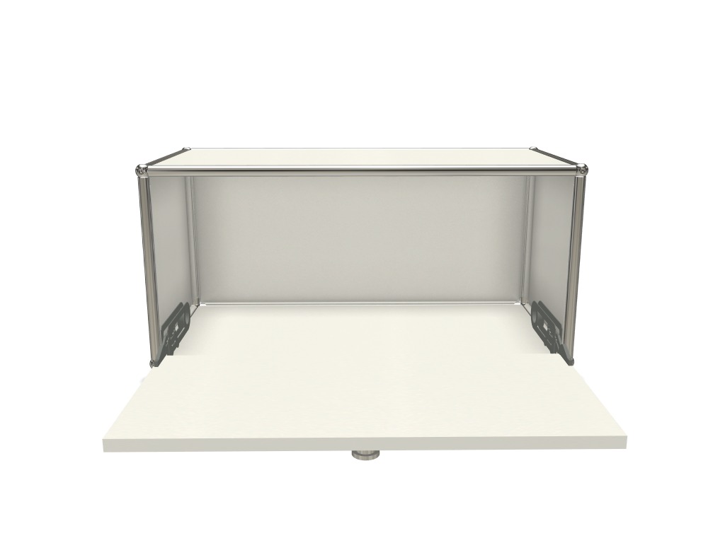 USM Haller Klapptür Ersatzteil in Reinweiß, 75x35 cm, geöffnet. Mängelexemplar.