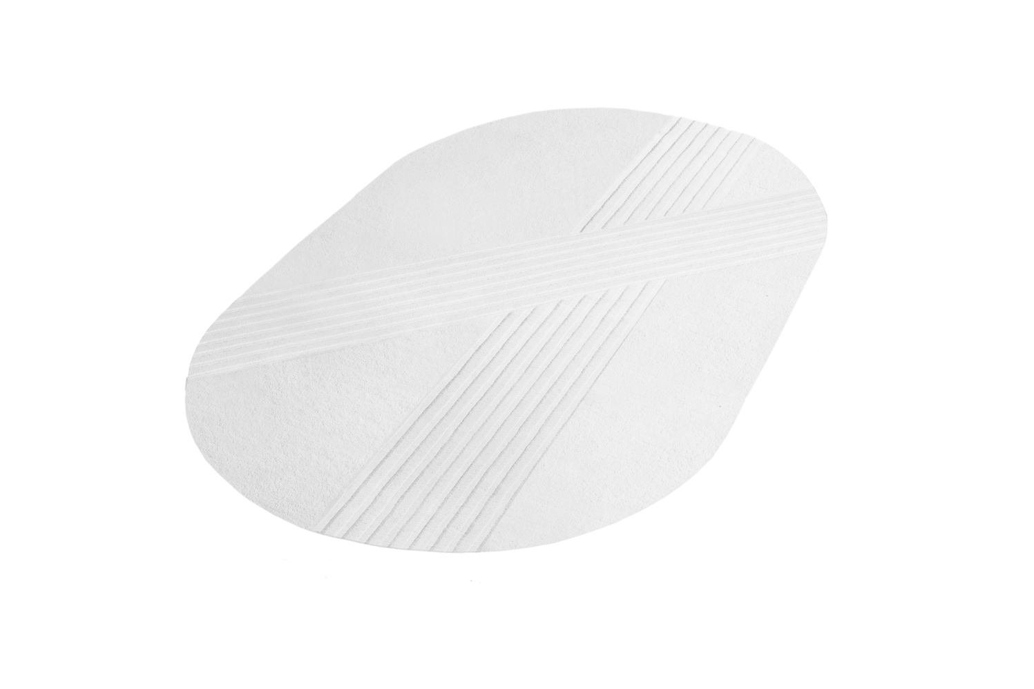 Weißer Kyoto Teppich von Woud, 210x340 cm, mit erhabenen Streifen. Moderner Teppich für Wohnzimmer.