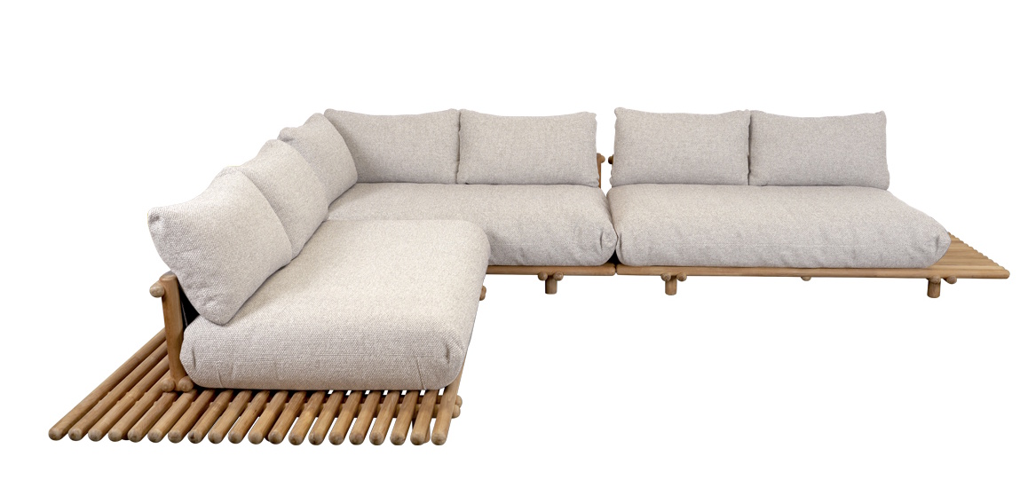 STICKS PLATFORM Ecksofa Groß Outdoor Cane-Line Gestell Teak / Kissen Desert sand