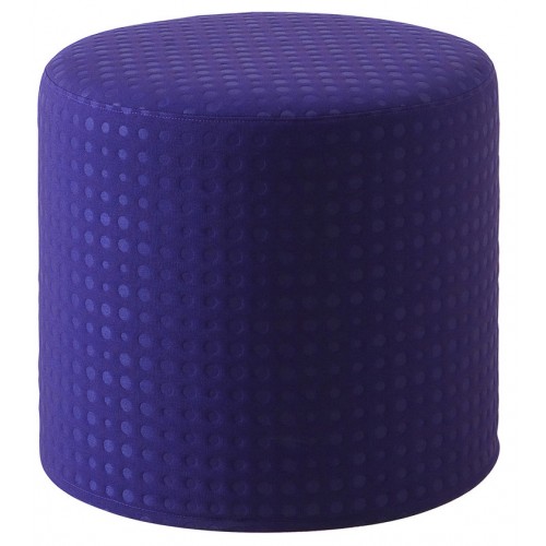 Lila, runder Hocker von Softline, auch als Beistelltisch nutzbar, mit gepunktetem Muster.