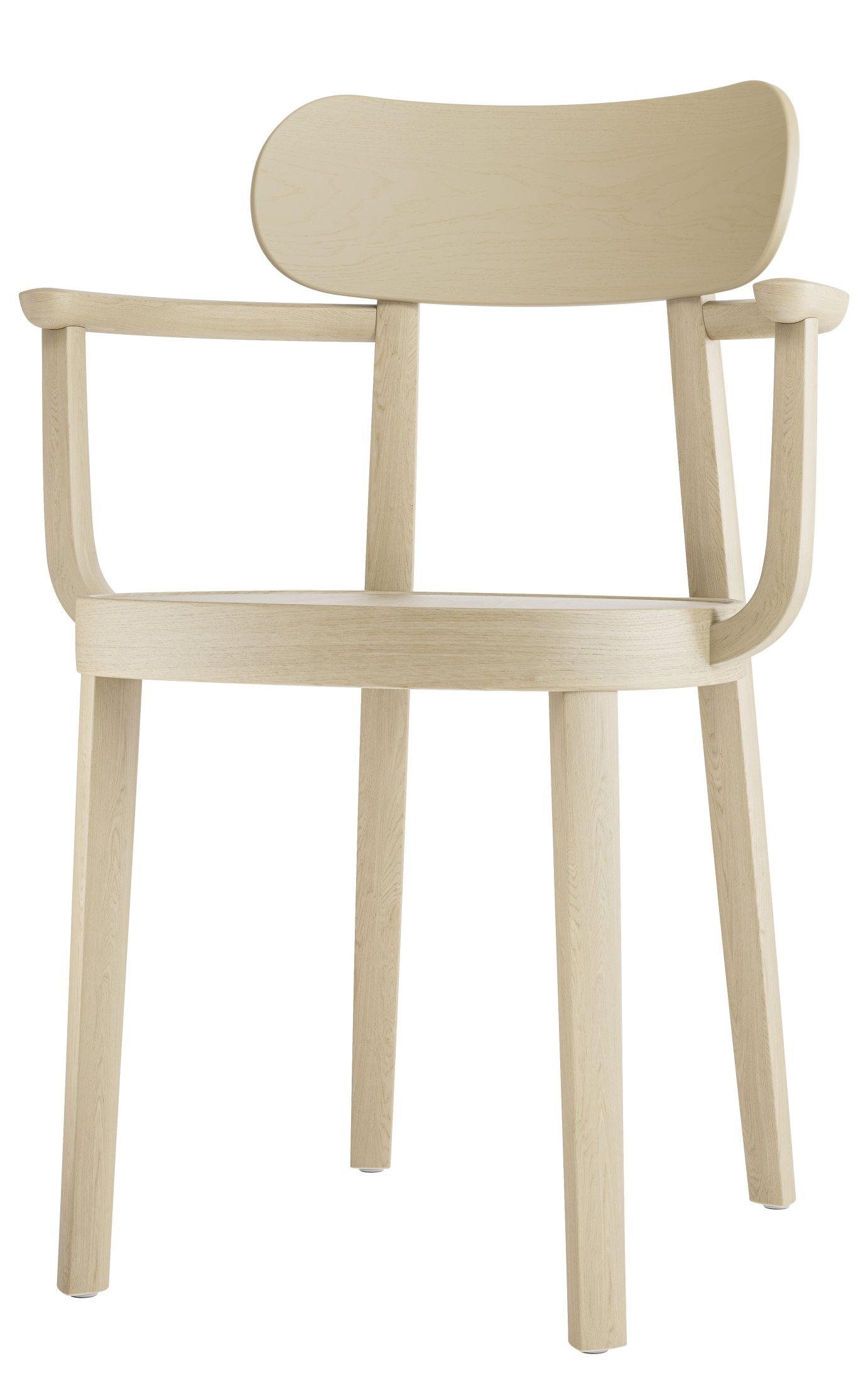 Holzstuhl mit Armlehnen, Modell 118 MF Thonet, helles Holz, modernes Design für Esszimmer und Büro.