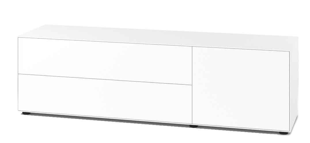 Weißes Nex Pur Box Lowboard von Piure mit Schublade und Tür.
