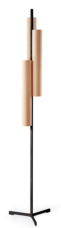 Black Note Triplet Floor LED Stehleuchte LZF Lamps Metall Schwarz, Buche