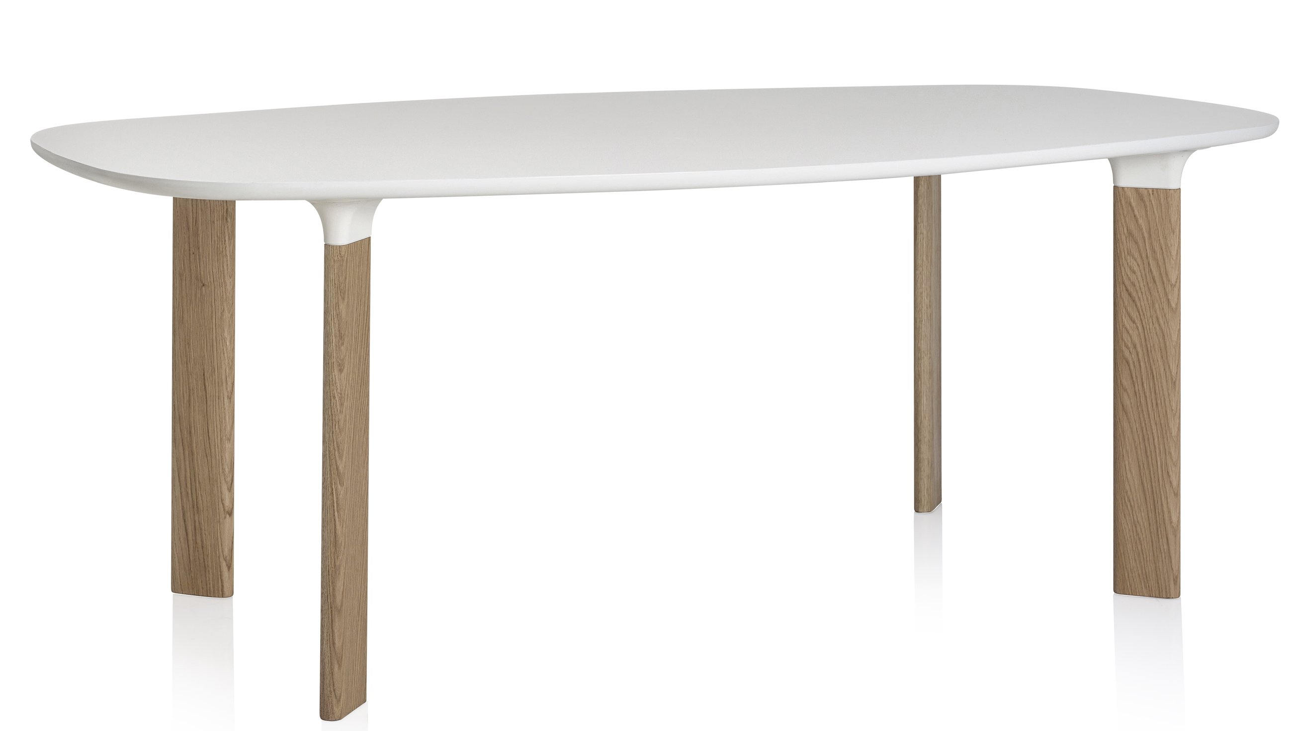 Weißer Analog Tisch von Fritz Hansen mit Holzbeinen, modernes Design für Esszimmer und Büro.