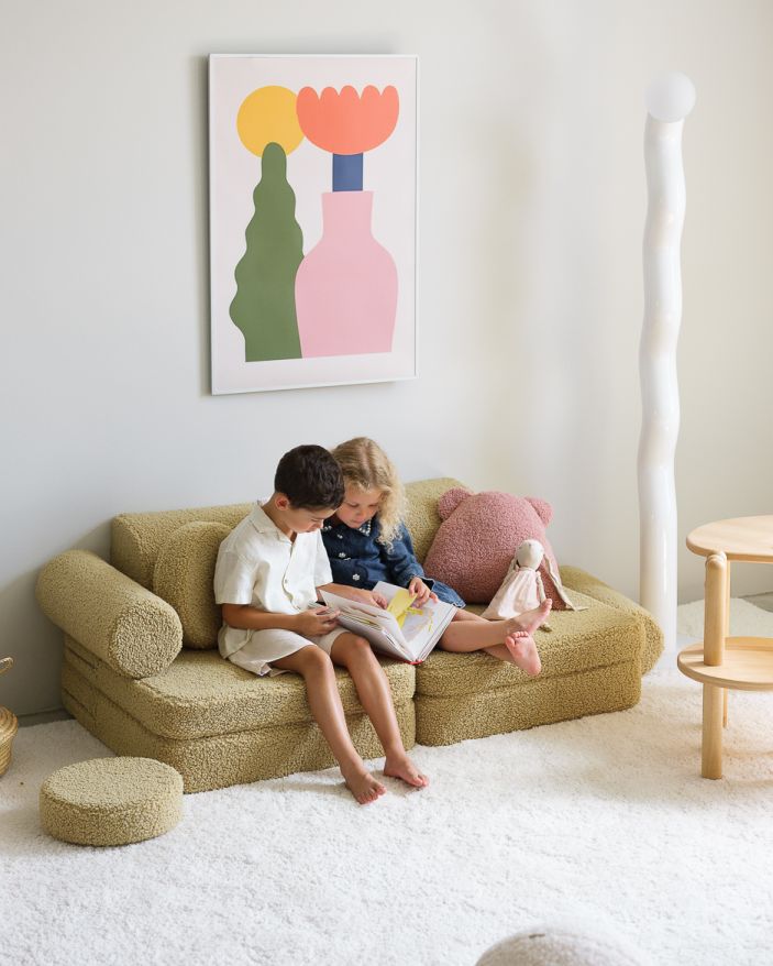 Kinderspielsofa Teddystoff Matcha Wigiwama