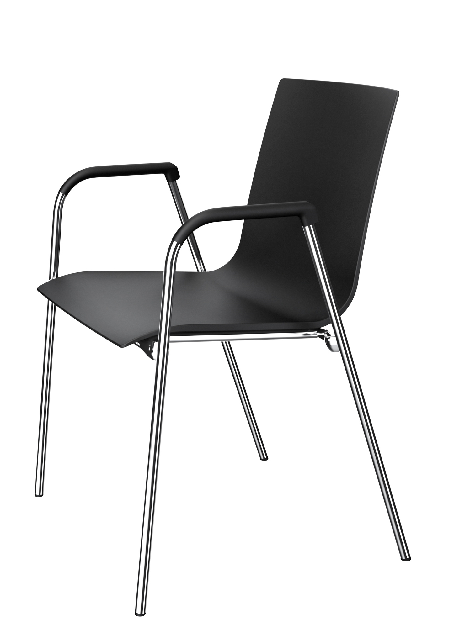 Schwarzer S 260 F Stuhl von Thonet mit Armlehne und verchromtem Stahlgestell, modernes Design.