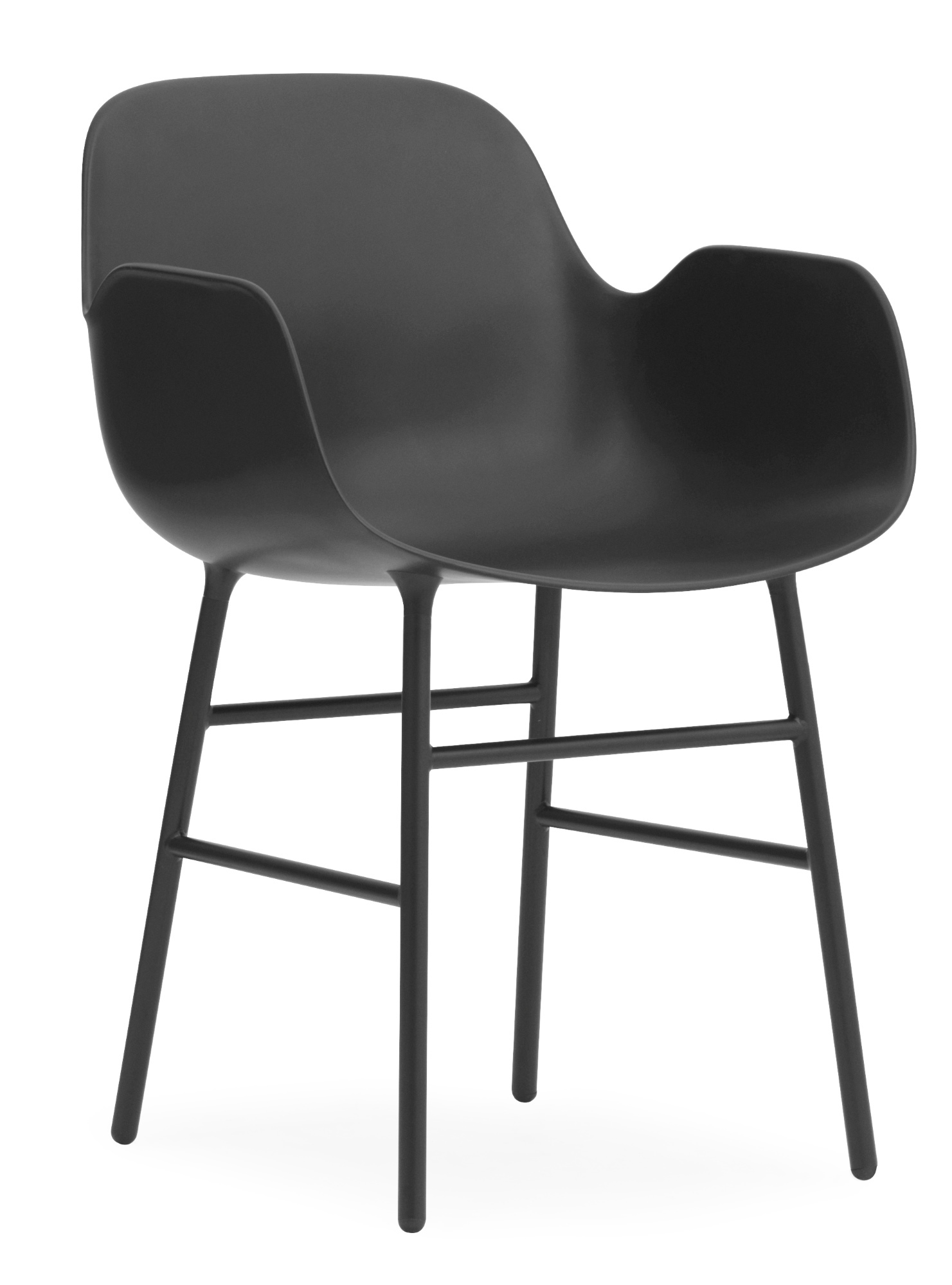 Schwarzer Form Armchair Lehnstuhl von Normann Copenhagen mit Eichenholzbeinen, moderner Sessel für Wohnzimmer.
