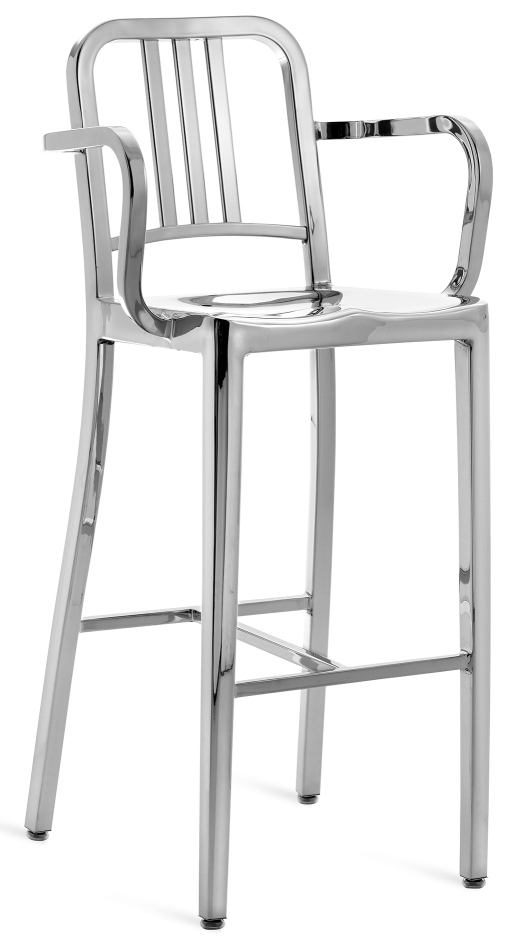 Navy Barstool Barhocker Emeco mit - Armlehne poliert