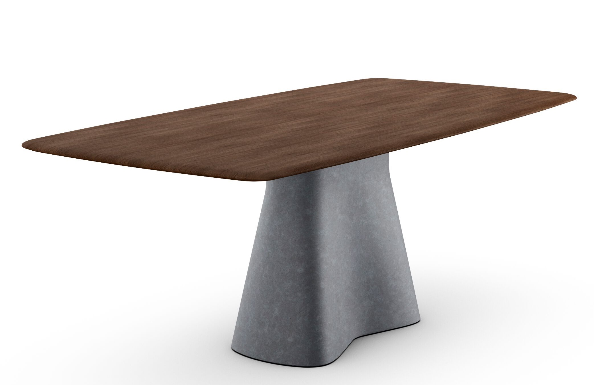 Temno Esstisch von Walter Knoll mit Holzplatte und grauem Betonfuß, modernes Design.