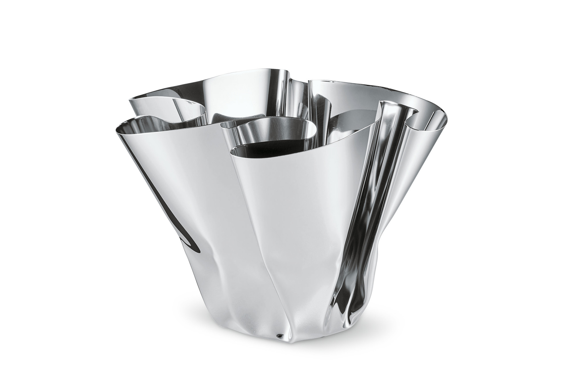 Silberne Margeaux Vase von Philippi, moderne Blumenvase aus poliertem Edelstahl für stilvolle Dekoration.