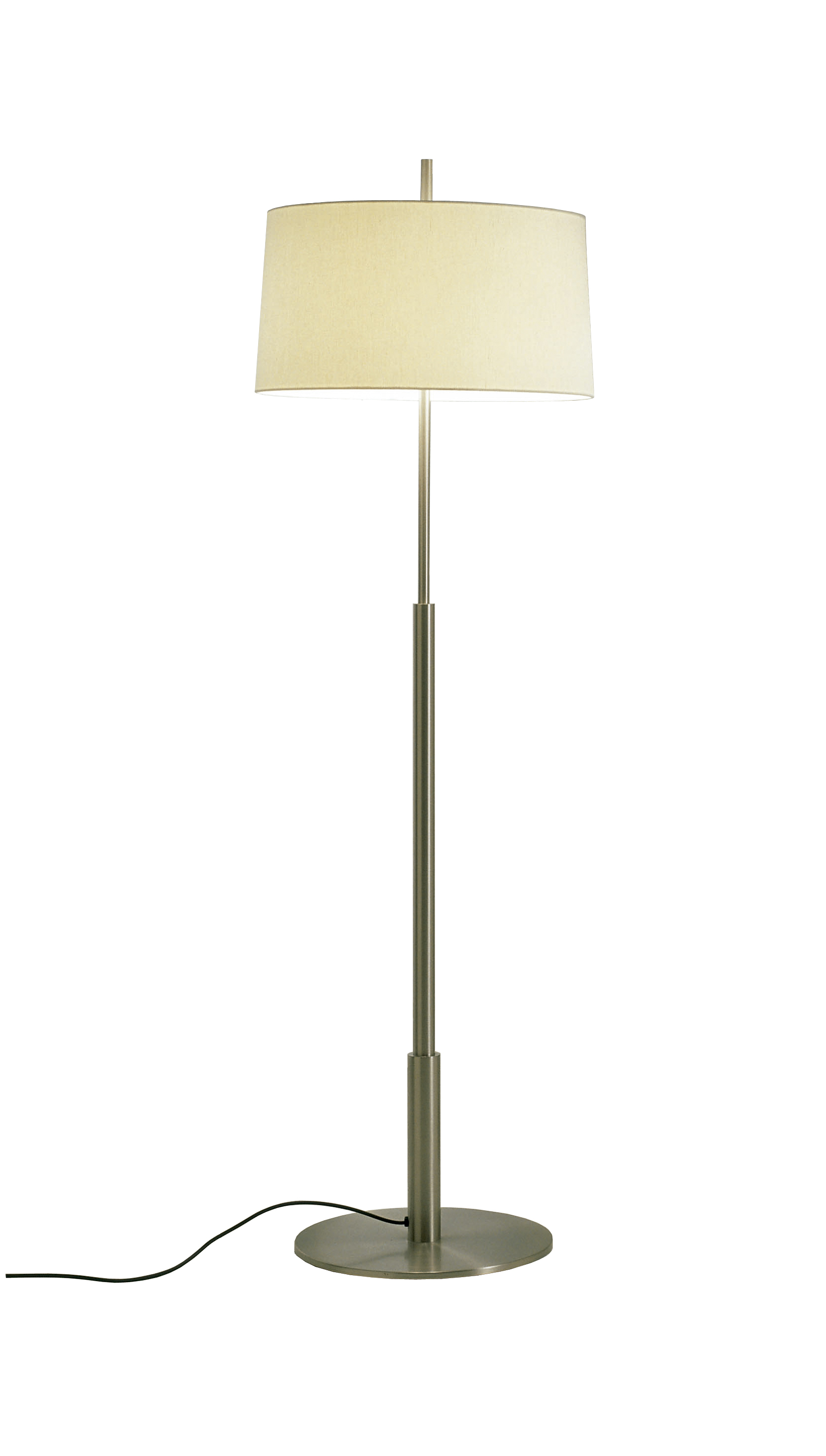 Diana Stehleuchte von Santa & Cole mit Stoffschirm und Metallfuß für Wohnzimmer und Schlafzimmer.