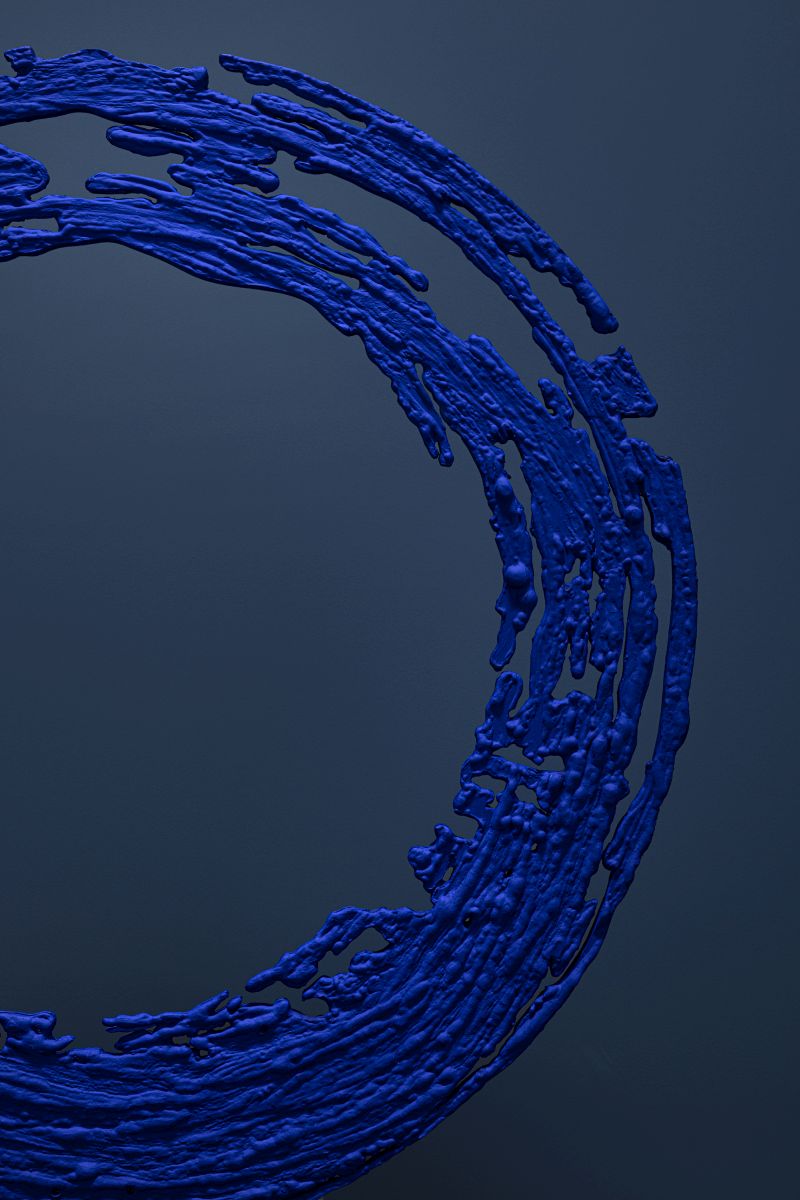 Detailaufnahme der blauen Enso Tischlampe von Catellani & Smith, modernes Design.