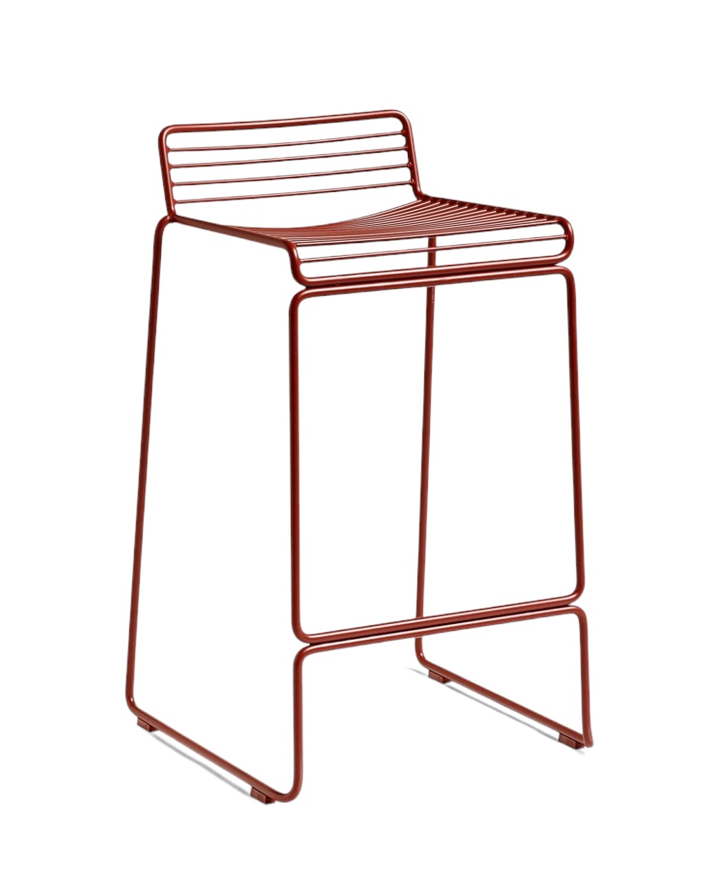 Rostfarbener Hee Bar Stool Barhocker von Hay, H65 cm, minimalistisches Design mit Stahlrohrrahmen.