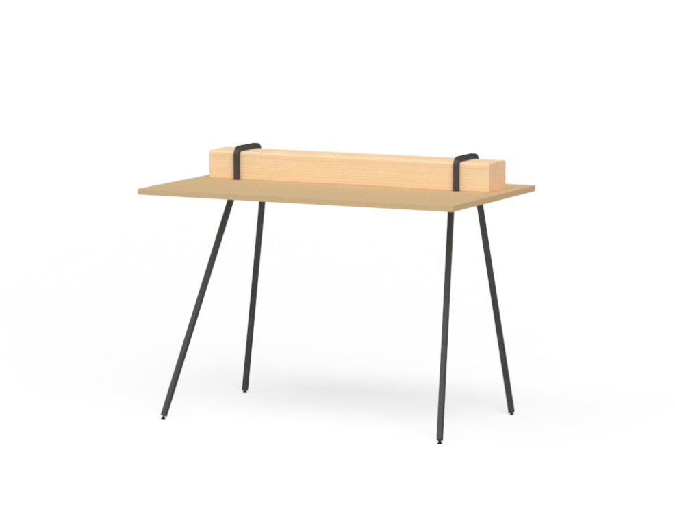 Kurt Sekretär von Moormann: Schreibtisch mit hellem Holz und schwarzen Metallbeinen, minimalistisches Design.