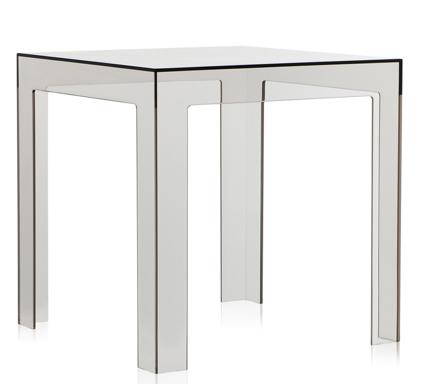 Transparenter Jolly Beistelltisch von Kartell, quadratisch, aus Kunststoff, modernes Design für Wohnzimmer und Büro.