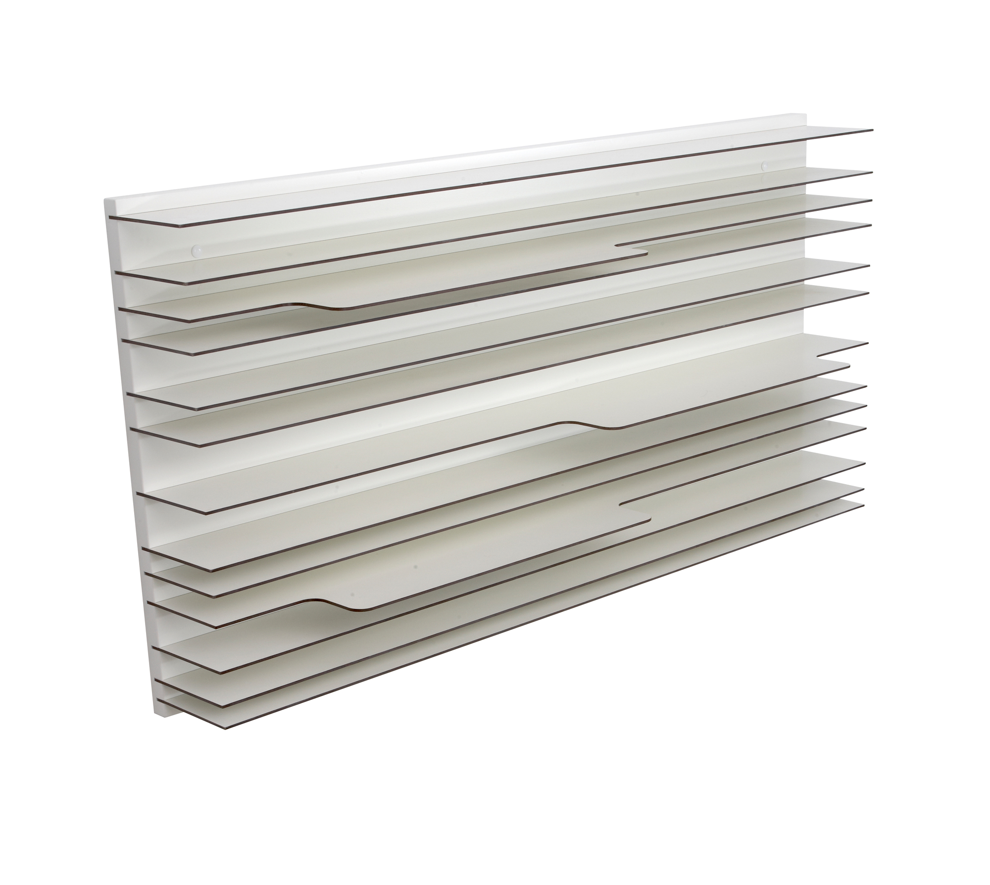 Weißes Bücherregal "Spectrum" mit vielen Fächern, ideal für Taschenbücher und andere Bücher.