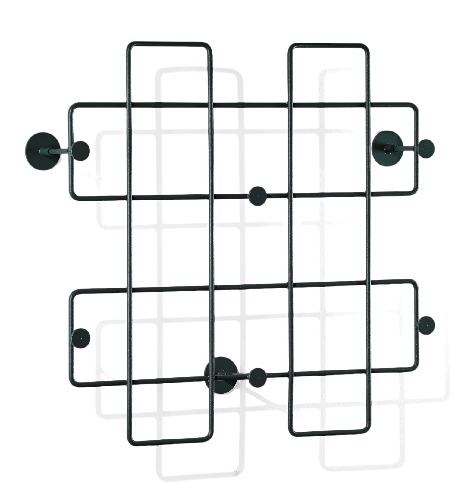 Bazar Wandgarderobe von Richard Lampert, groß, schwarz, aus Metall mit Haken.