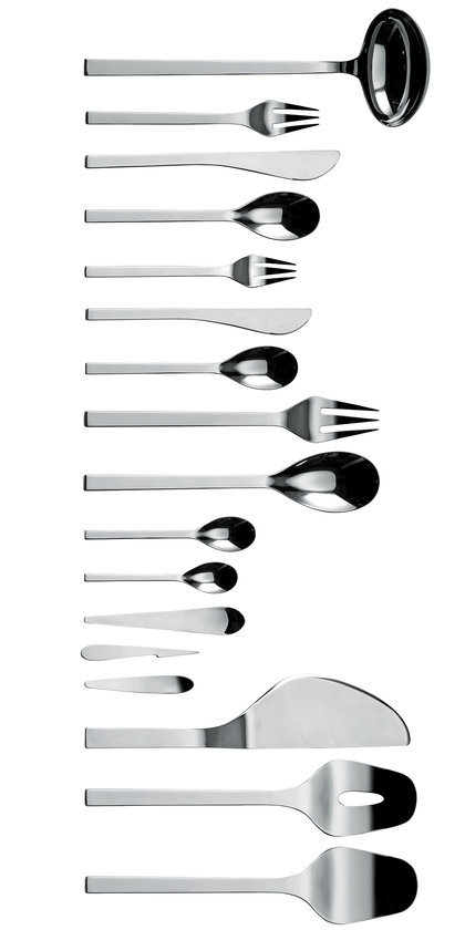 Colombina Besteckgarnitur: Elegantes Edelstahl-Besteckset mit Löffeln, Gabeln, Messern und Servierbesteck für stilvolles Essen.