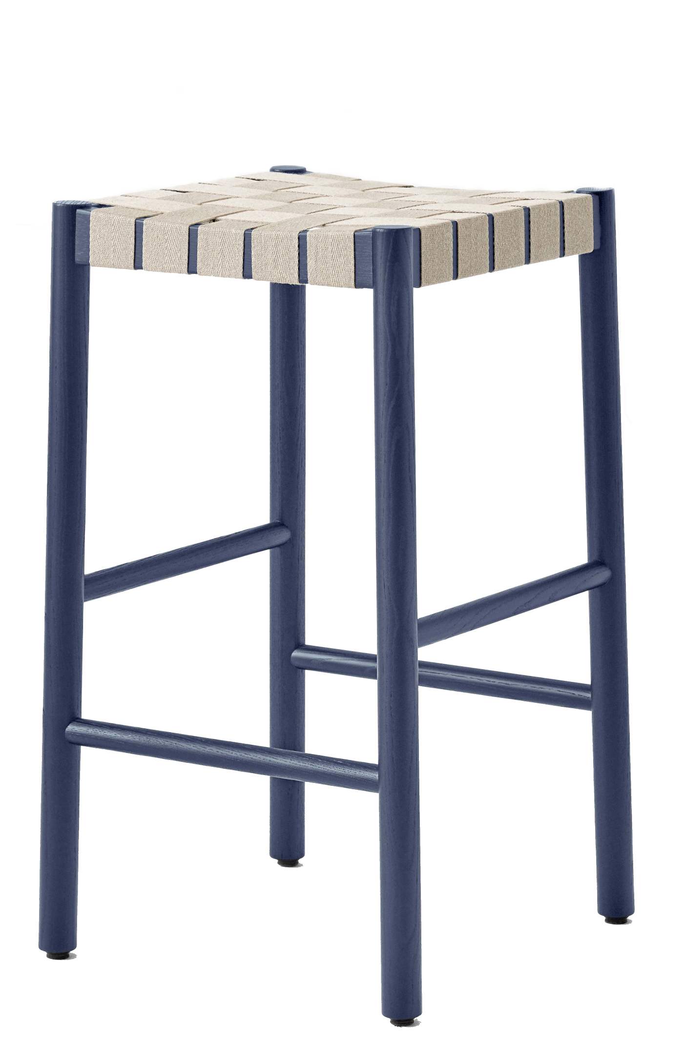 Blauer Betty Barhocker von Andtradition mit geflochtener Sitzfläche, ideal für Küche und Bar.