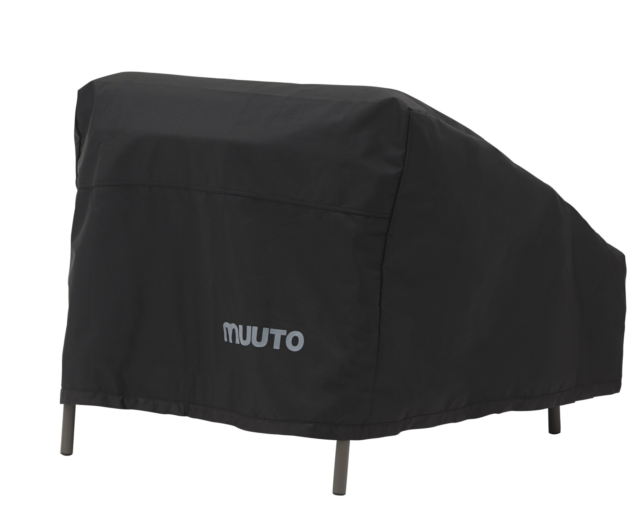 Schwarze Muuto Abdeckhaube für Settle Lounge Chair Sessel, schützt Outdoor Möbel vor Witterung.