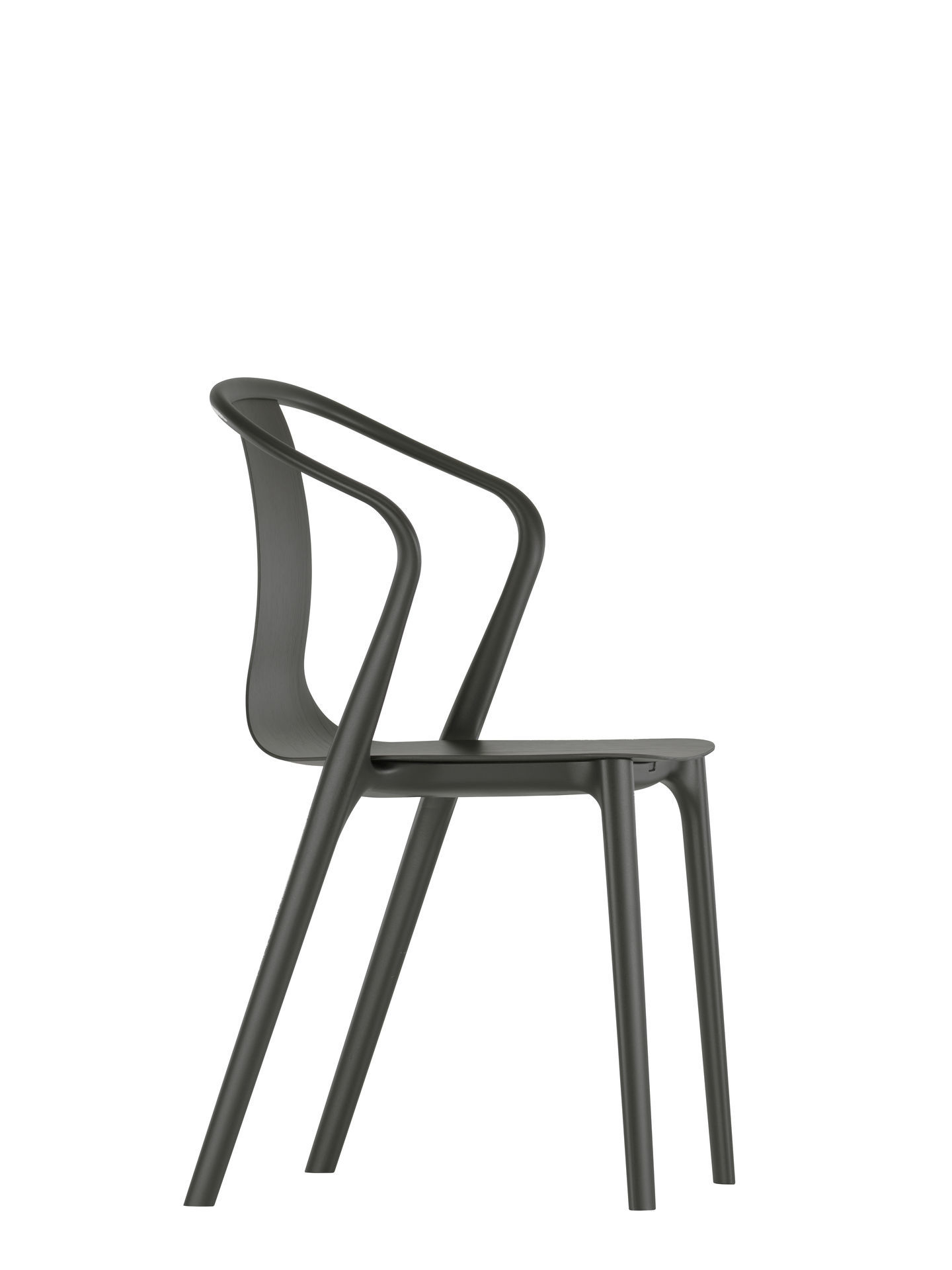 Schwarzer Belleville Armchair Stuhl von Vitra, Seitenansicht, moderner Holzstuhl für Esszimmer und Wohnbereich.
