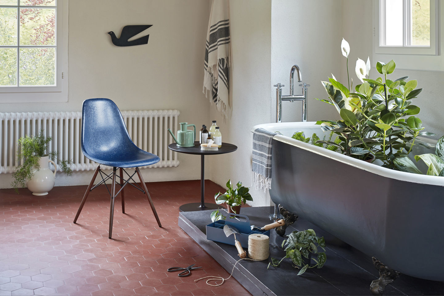 Eames Plastic Side Chair DSR Stuhl Vitra Chrom-Granit grau