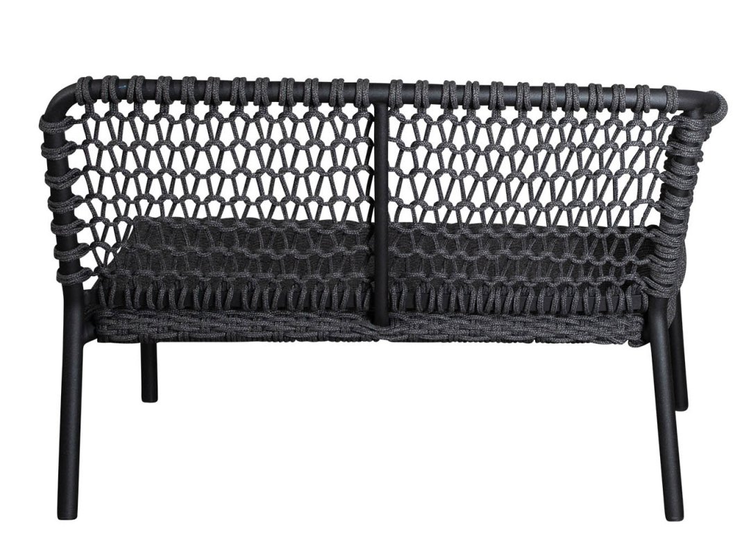 Ocean 2-Sitzer Outdoor Sofa mit Cane-Line Geflecht, graues Lounge Sofa für Garten und Terrasse.