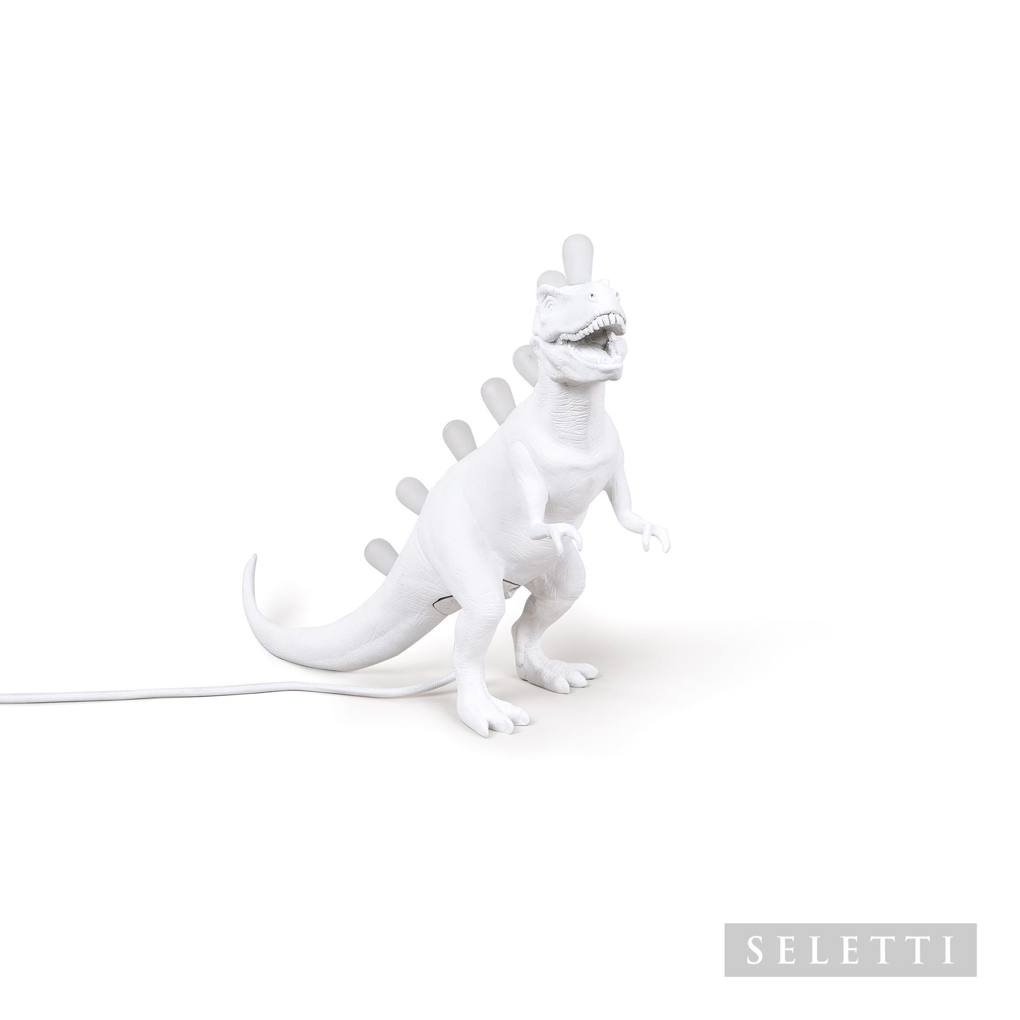 Weiße Jurassic Lamp Rex Leuchte von Seletti: Dinosaurier Lampe als Deko-Leuchte für Kinderzimmer.