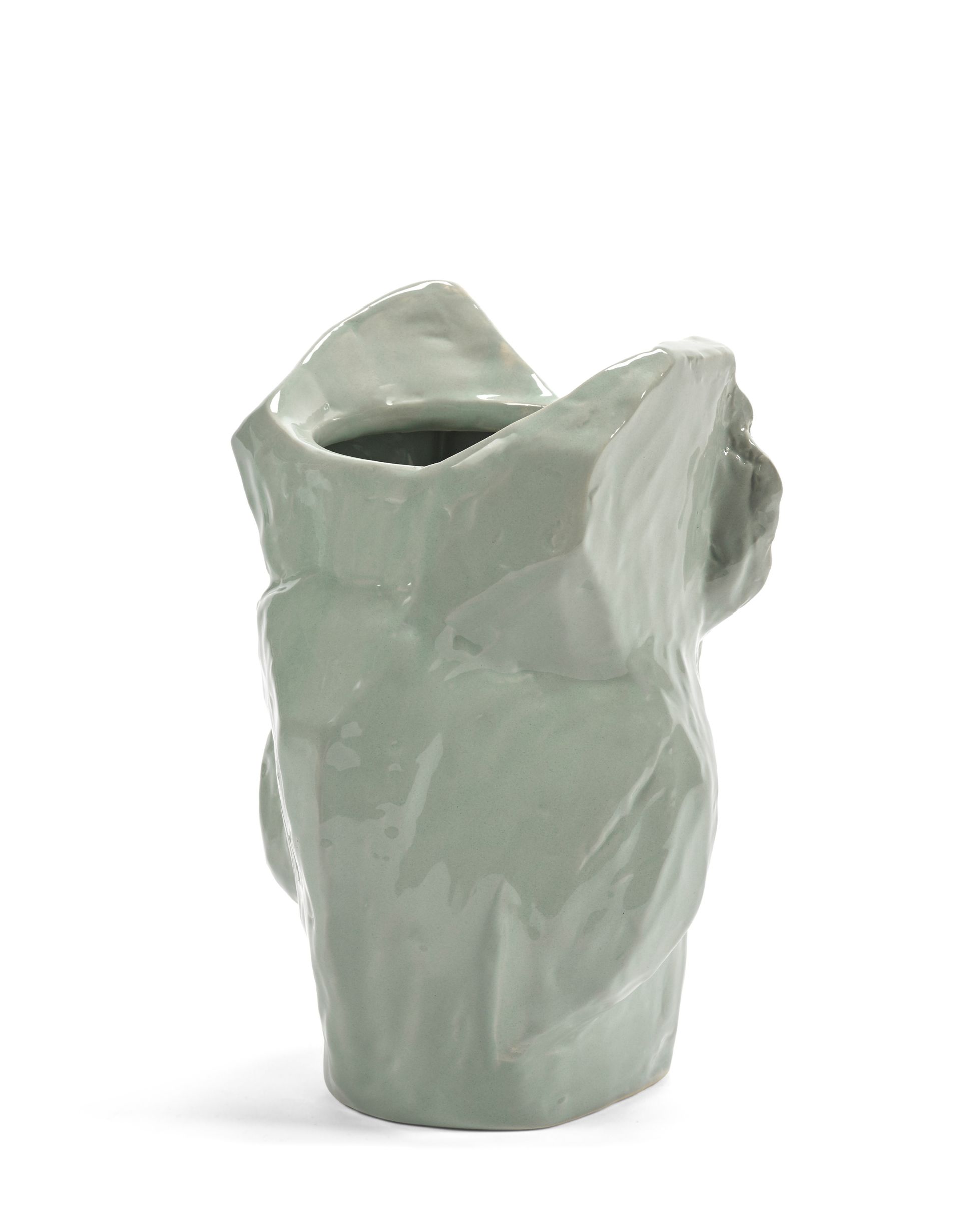 Hellblaue Serax Eule Vase S aus Keramik, moderne Blumenvase für Wohnzimmer und Tischdeko.