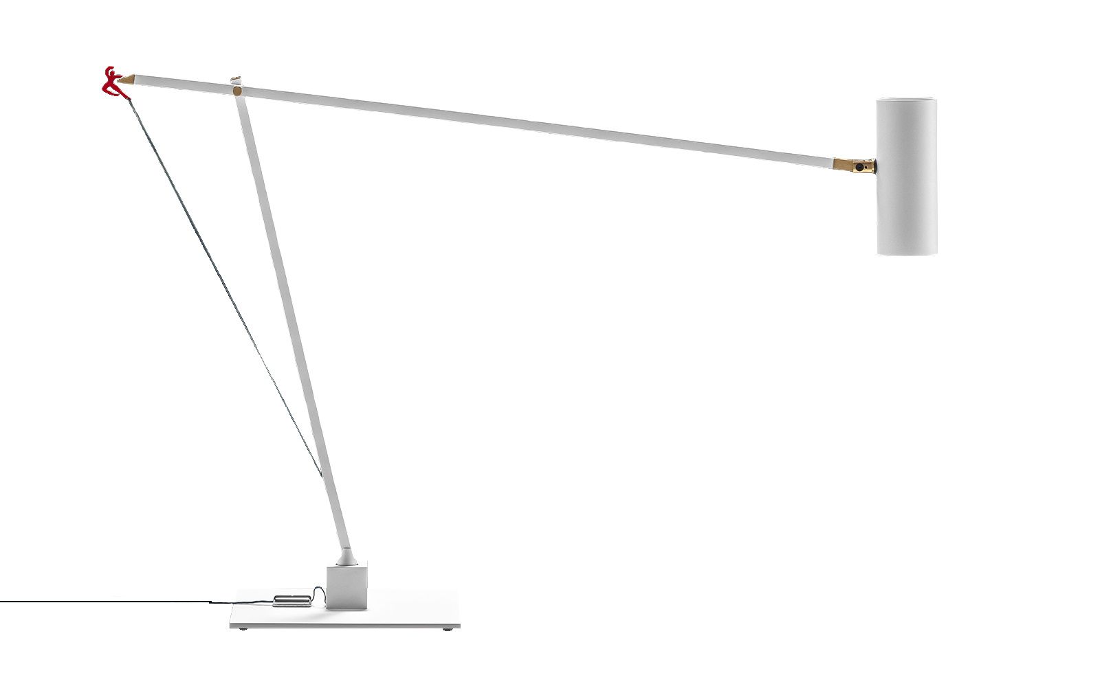Weiße Ettorino T Tischleuchte von Catellani & Smith mit verstellbarem Arm und Gegenzugsystem.