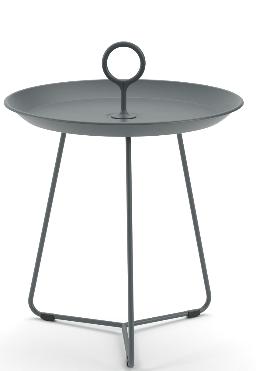 Grauer Eyelet Beistelltisch von Houe für drinnen und draußen, mit praktischem Griff.