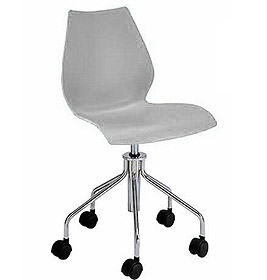 Silberner Drehstuhl Maui von Kartell mit Gasfeder und Rollen, moderner Bürostuhl für das Arbeitszimmer.