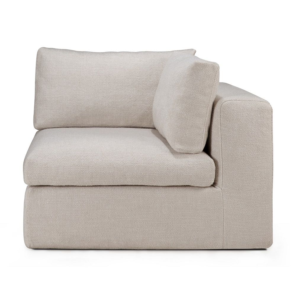 Mellow Sofa Ecke in Elfenbeinfarbenem Stoff von Ethnicraft, modernes Ecksofa für Wohnzimmer.