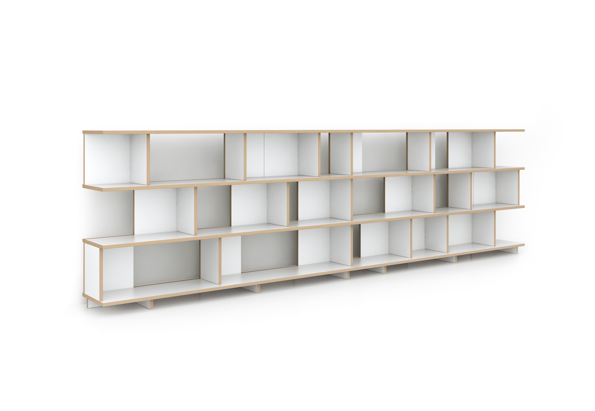 Tojo Stell Regal Anbaumodul: Weißes, modernes Holzregal mit Fächern für Wohnzimmer und Büro.