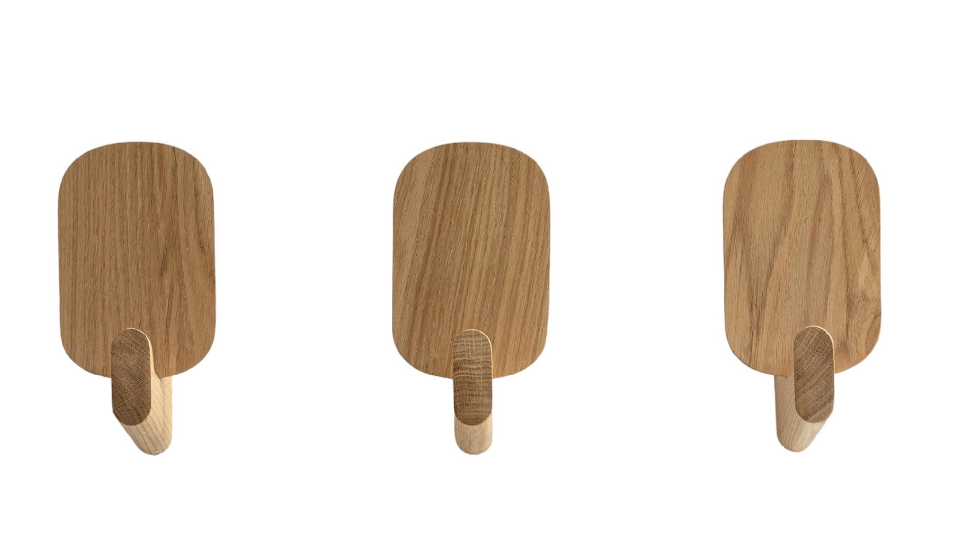 Ad Hook Wandhaken 3er Set aus Massivholz, moderne Garderobenhaken für Wandmontage.