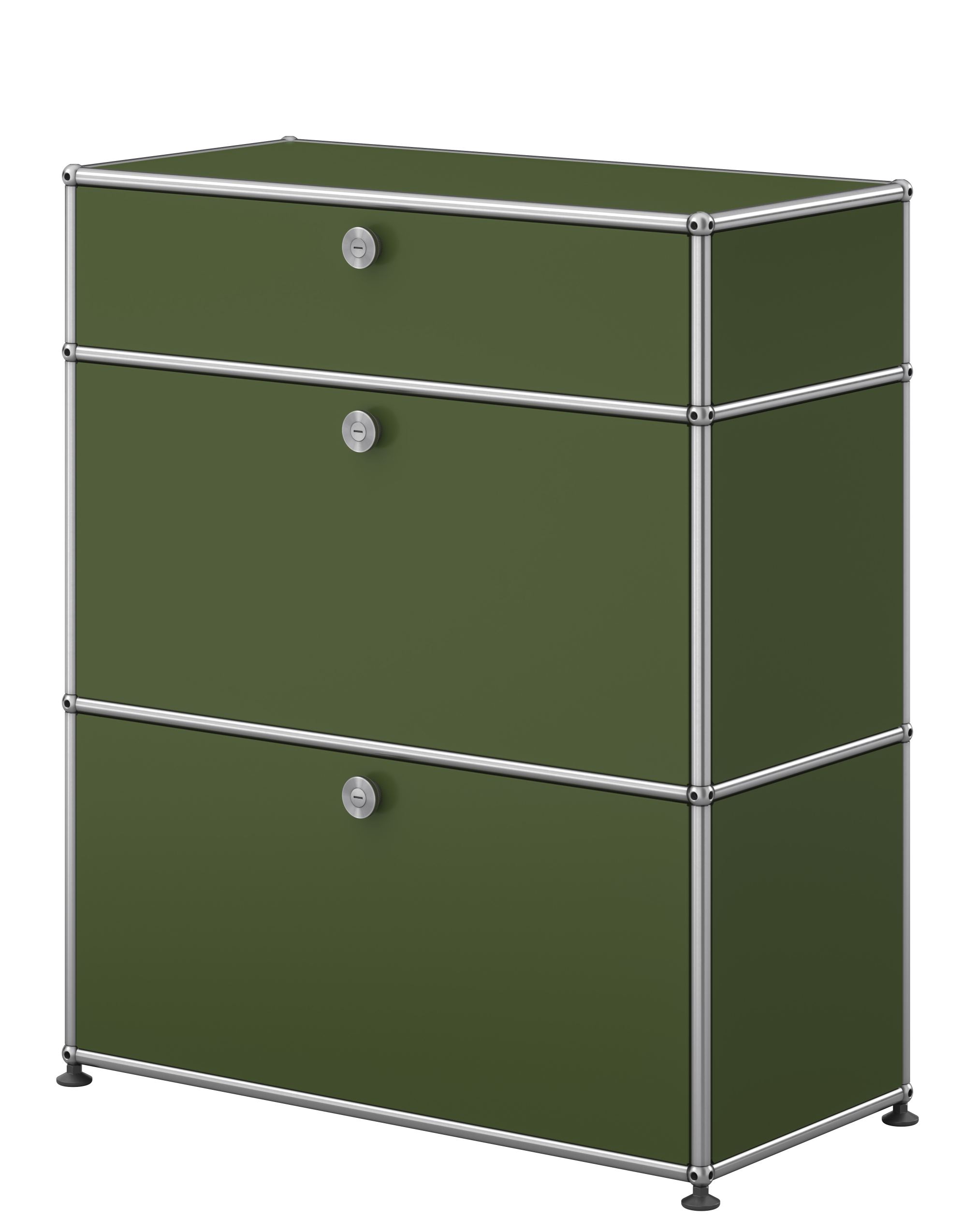 USM Haller Highboard M25 mit 2 Klappen – QUICK SHIP Olivgrün