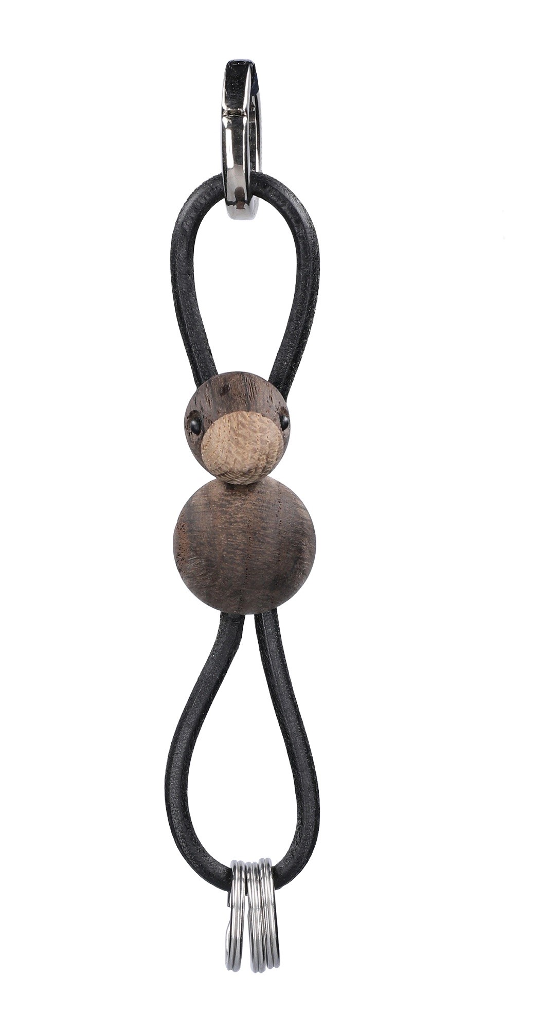 Vogel Eiche silberfarbenes Metall Schlusselanhänger mit Schwarzem leder Kay Bojesen 