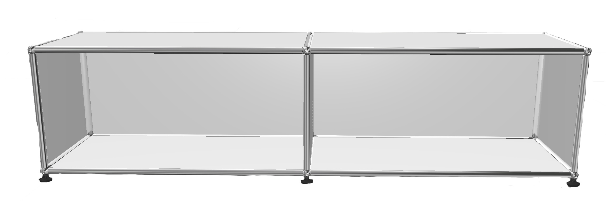 USM Haller Lowboard in Reinweiß, 150 cm breit, offene Fächer, modernes Designmöbel für Wohnzimmer und Büro.