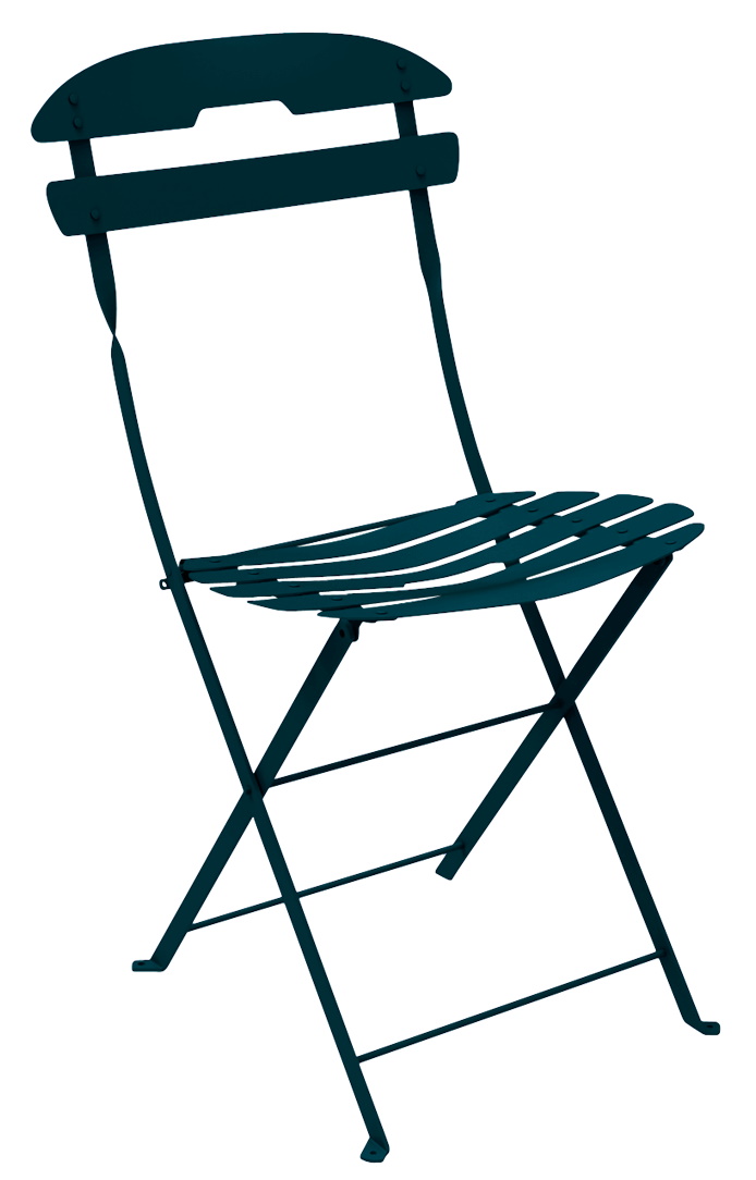 Blauer La Môme Klappstuhl von Fermob für den Outdoor-Bereich, Garten und Balkon.