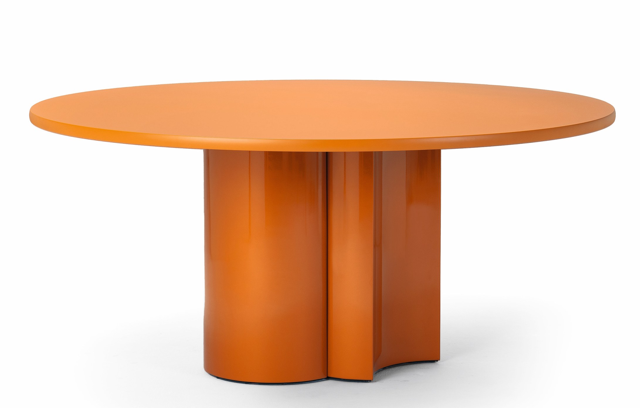 Runder 2325 Bol Esstisch von Zanotta in Karamell metallic mit auffälligem, zylindrischem Fuß.