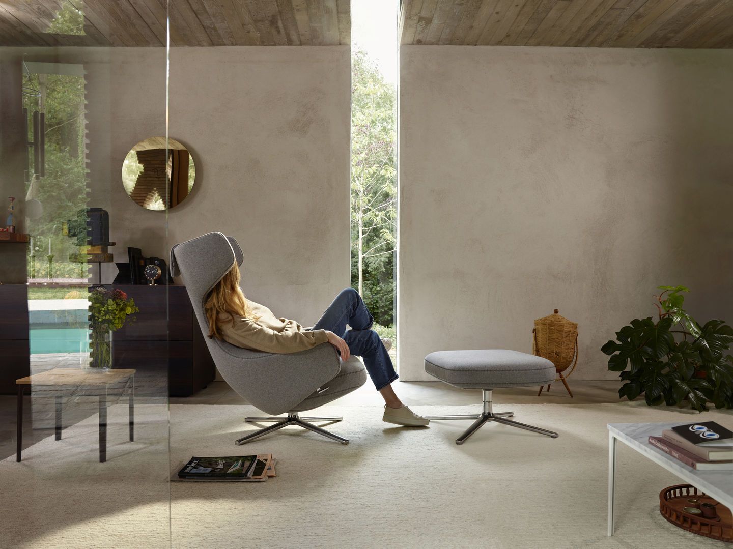 Grand Repos Sessel & Ottoman Vorzugskombination Vitra Cosy Kieselstein 40 cm