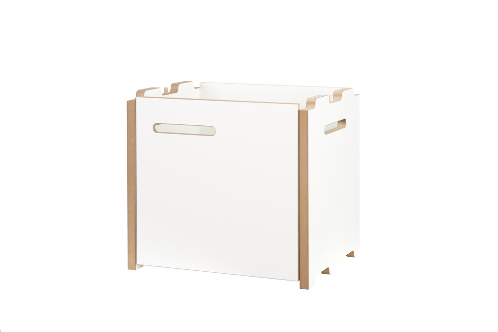 Tojo Halbstark Anbaumodul mit Tür rechts, weißes Regalmodul aus Holz für flexible Regalsysteme.